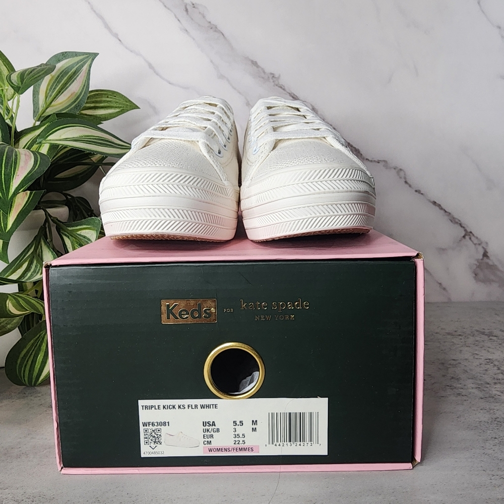 Keds X Kate Spade new york Triple Kick Woven Flowers Sneakers Sz 5.5 - Picture 15 of 16